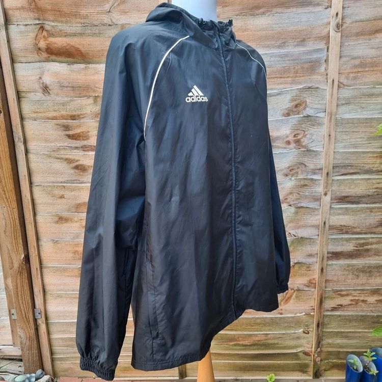 Adidas Men's Size XL Long Sleeve Black Hooded Windbreaker Jacket imagen 3